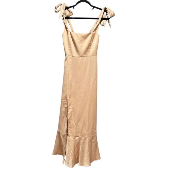 Show Me Your MuMu Women's Claire Midi Dress in Champagne Luxe Satin Size XS - Picture 6 of 10